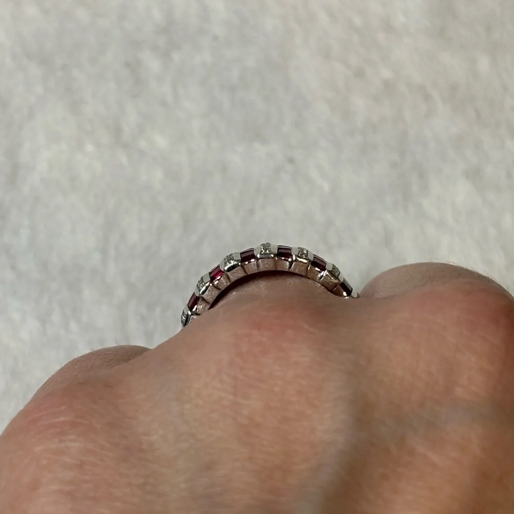 1.5 CTW Ruby Ring White Sapphire 925 Sterling Silver